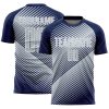Custom Navy Silver-White Line Sublimation Soccer Uniform Jersey