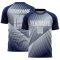 Custom Navy Silver-White Line Sublimation Soccer Uniform Jersey
