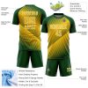 Custom Green Yellow-White Line Sublimation Soccer Uniform Jersey