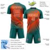 Custom Teal Orange-White Line Sublimation Soccer Uniform Jersey