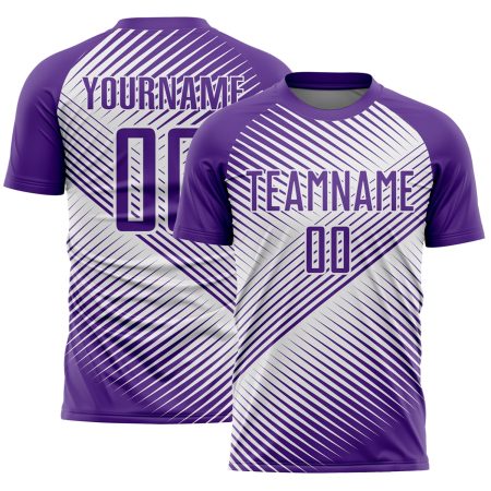 Custom Purple White Line Sublimation Soccer Uniform Jersey