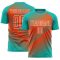 Custom Aqua Orange-White Line Sublimation Soccer Uniform Jersey