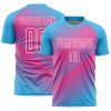 Custom Sky Blue Pink-White Line Sublimation Soccer Uniform Jersey