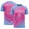 Custom Light Blue Pink-White Line Sublimation Soccer Uniform Jersey